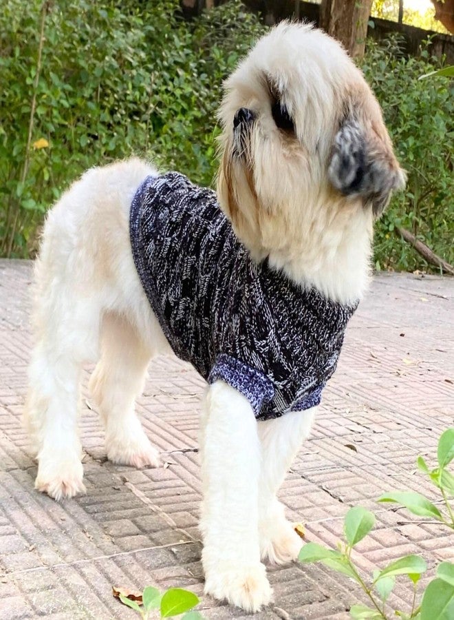 Lulala Dog Sweater for Small Dogs Winter | Warm Woolen Pet Sweater for Shih Tzu, Pomeranian, Maltese | Soft Knit Dog Clothes for Puppy | Black & Grey Stylish Winterwear - Image 1